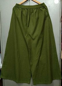 Stylish Olive Green Palazzos with Subtle Print