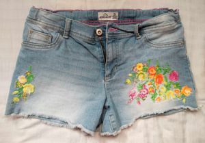 Floral Embroidered Denim + Pink Shorts