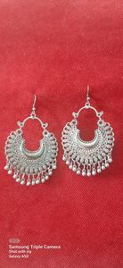 Oxidized silver earing...very light in weight to handle!!! This traditional hanging will complement any Indian attire....also Ideal 🎁  gift for  loved ones