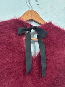 H&amp;M Fuzzy Cardigan with Bow Detail