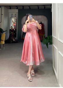 Elegant Pink Satin Midi Dress
