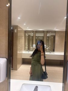 savana Elegant Olive Green V-Neck Maxi Dress