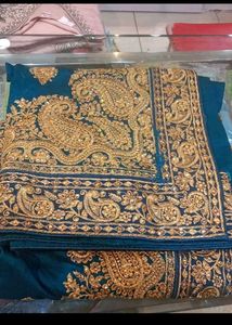 beautifull 😍🎁Embroidered Teal Saree havy work