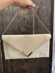 Elegant Ivory Envelope Clutch with Chain Strap