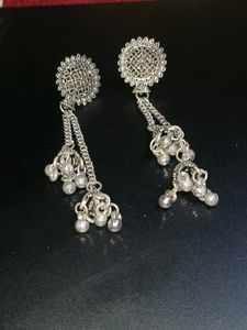 Oxidized Silver Jhumka Earrings