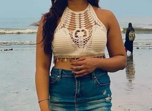 Crochet Halter Neck Crop Top