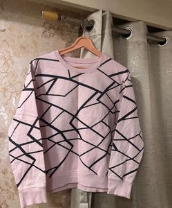Pink Geometric Print Sweatshirt, Bust-36