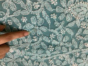 Sky blue Chikankari short Kurti
