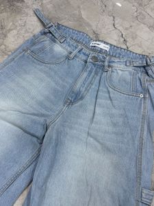 Light blue wide leg baggy jeans