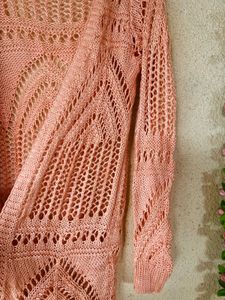 Peach Open Knit Cardigan