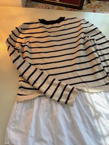 ONLY Striped Knit Top with White Layer