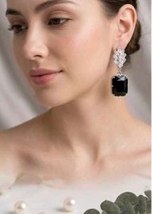 Elegant Black Gemstone Drop Earrings