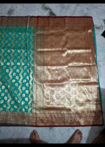 Elegant Teal Banarasi Saree