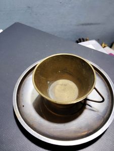 Miniature Brass Cup And Steel Plate