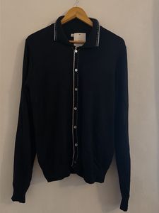 Men's Black Collared Cardigan Sweater