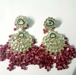 Exquisite Kundan &amp; Ruby Dangler Earrings