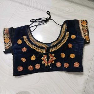 Embroidered Velvet Blouse