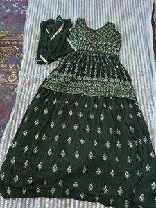 Elegant Green Embroidered Lehenga Set