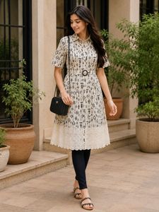 Bohemian Print Dress with Belt