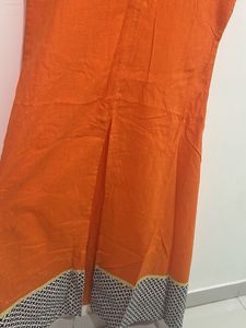 Vibrant Orange Sleeveless Slit Kurta