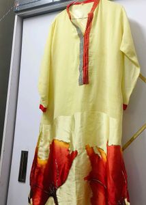 Elegant Yellow Floral Print Kurta