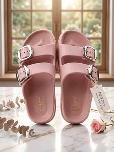 Trendy Pink Buckle Slides