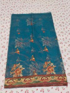 Teal Blue Saree with Blouse &amp; Shapewear
