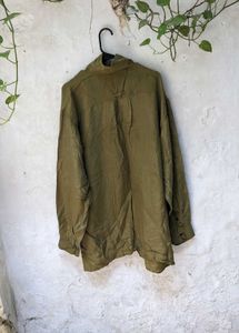 Olive Green Oversized Button-Up Shirt