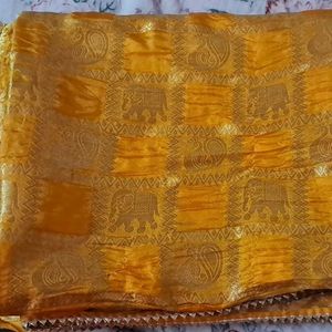 Vibrant Yellow Silk Saree