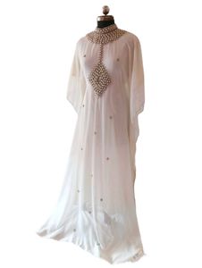 Elegant White Embellished Kaftan