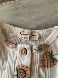 Cute Strawberry Print Baby Outfit