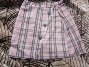 Pink Plaid Mini Skirt