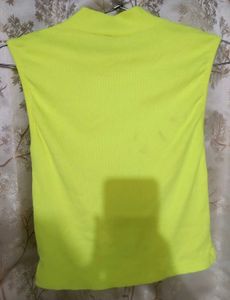 Neon Yellow Mock Neck Sleeveless Top