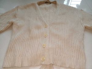 Striped Beige Cardigan Sweater