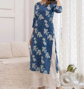 Blue Floral Print Kurta