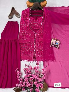 Stunning Red Embroidered Kurta Set