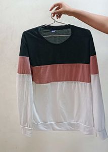 Color Block Full Sleeve Sweatshirt | Black, Pink &
