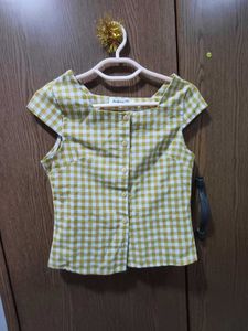 𑣲⋆ Yellow Gingham Button-Up Top ˚˖𓍢ִ໋❀