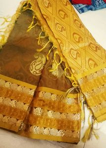 Elegant Golden Paisley Saree clearance sale