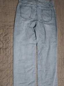 Light Wash Distressed Wide Leg Denim Jeans , lengt