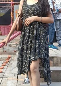 Chic Polka Dot High-Low Dress