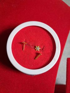 Gold Star Stud Earrings with Crystals