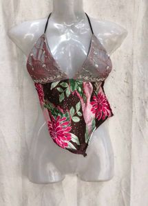 39. Boho Floral Halter Neck Blouse