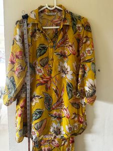 Yellow Floral Print Kurta Set