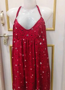 Cute Red Heart Print Nightgown