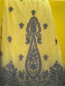 Yellow Grand Party Wear Worked Saree With Silver Work