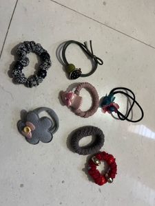 Lot of 6 Cute Hair Ties & Scrunchies