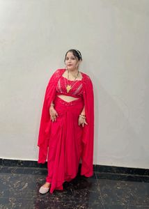 Vibrant hot pinkEmbellished indowestern dress