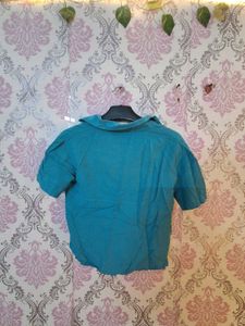 Blue Short Sleeve Button-Up Shirt