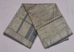 Elegant Grey Woven Silk Saree